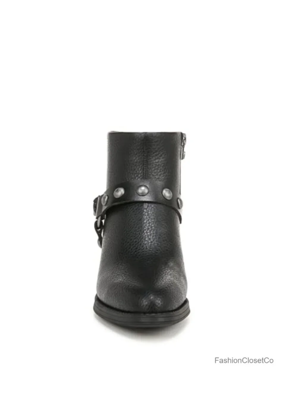 Western Ankle Bootie with Faux-Leather Upper, Block Heel, Zip Closure